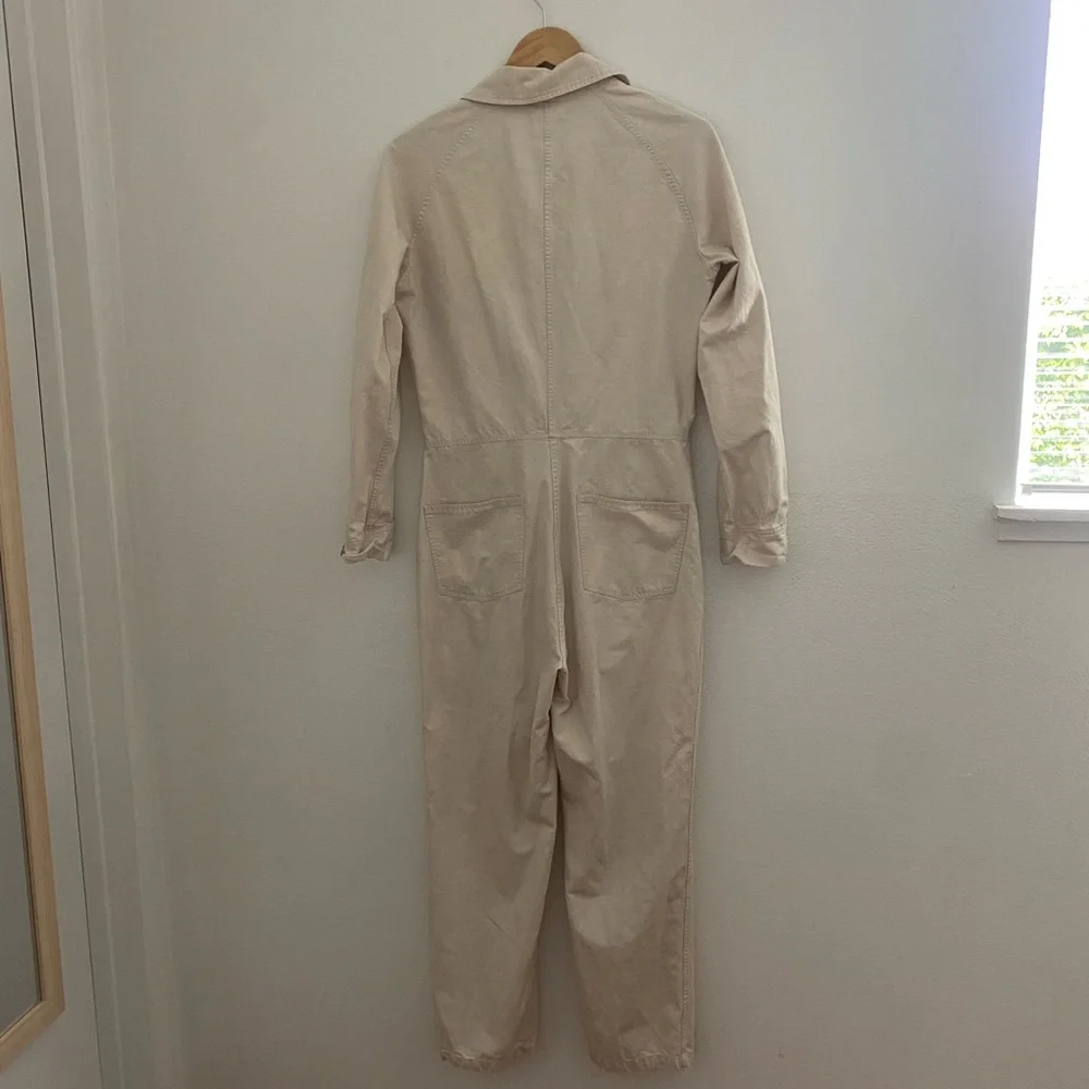 Outerknown Cream Collared Jumpsuit with Tapered Pants - Picture 5 of 6
